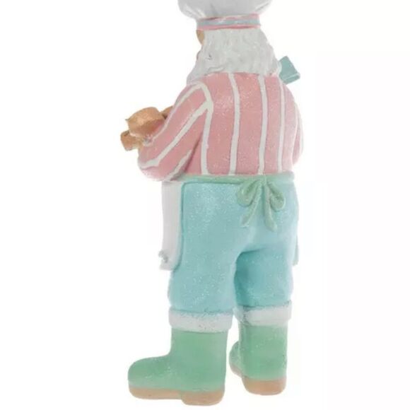 Santa Decorating Gingerbread Cookie Santa Chef Figurine - Picture 4 of 4